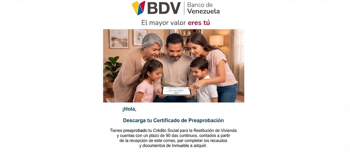 Correo del BDV por créditos “Venezuela Renace” causa confusión